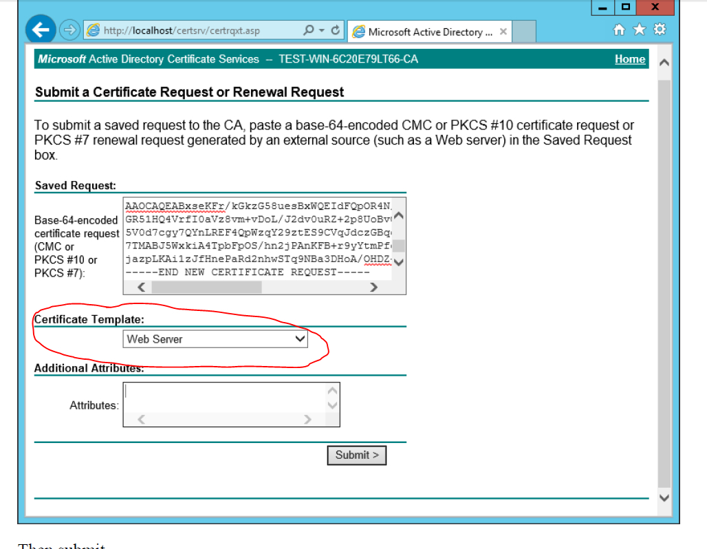 Ad Certificate Services – The Combobox To Select Template Is Within Active Directory Certificate Templates