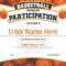 Add Team Logo, Printable Basketball Certificate Of Participation, Editable,  Basketball Award, Certificate Template, Instant Download Regarding Basketball Certificate Template