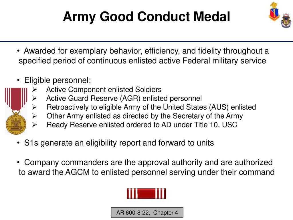 Administer Awards And Decorations – Ppt Download Regarding Army Good Conduct Medal Certificate Template