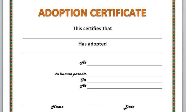 Adoption Certificate Template for Child Adoption Certificate Template