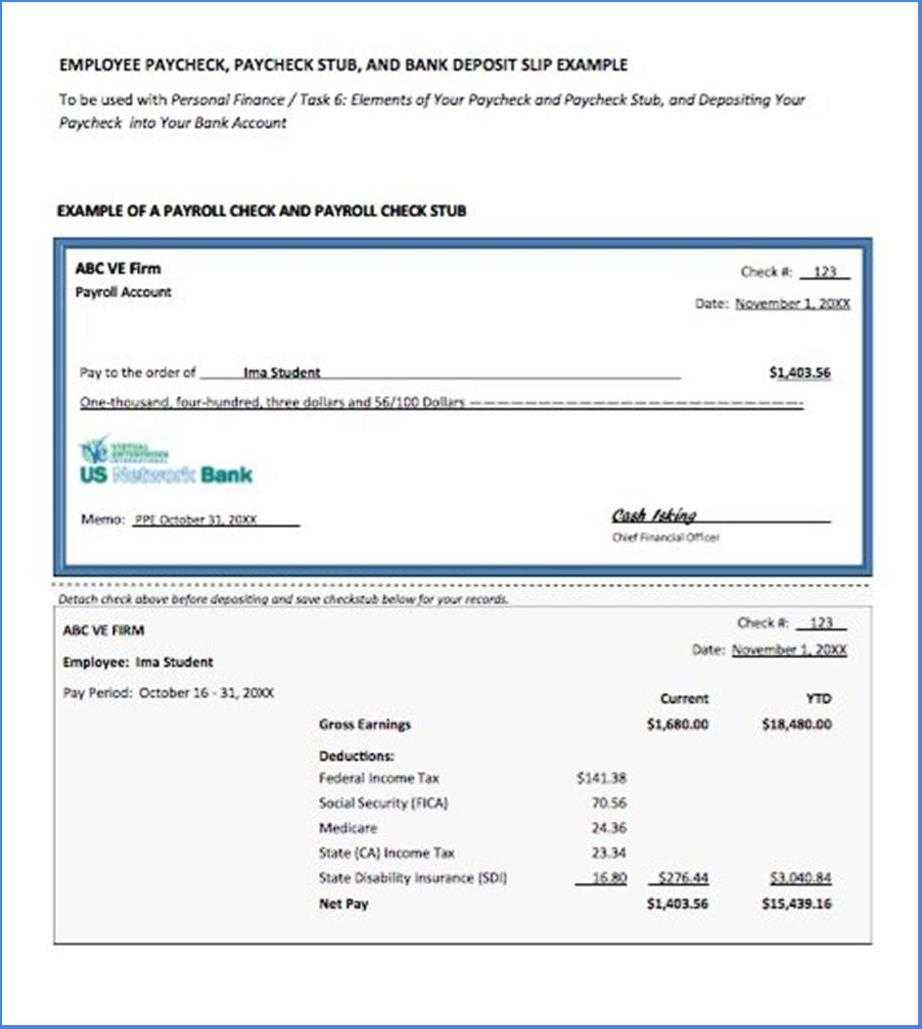 Adp Pay Stub Template Word Document Example #2290 For Pay Stub Template Word Document