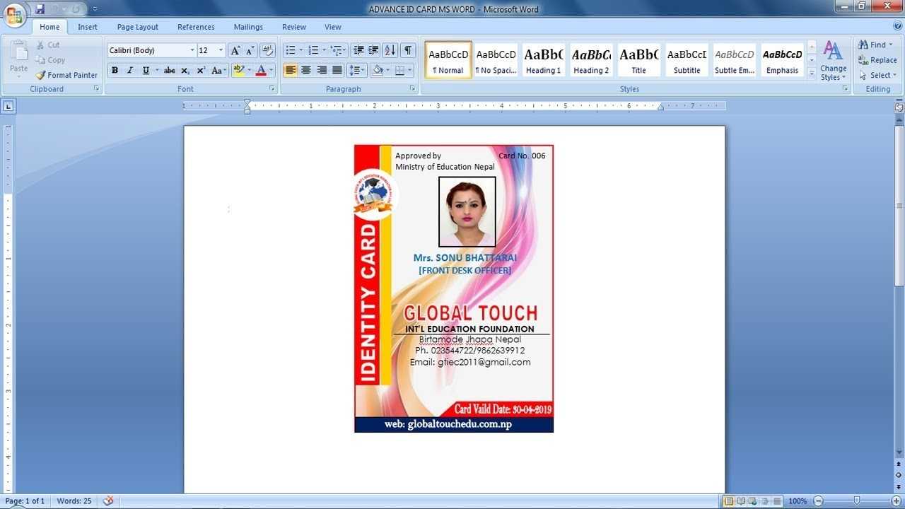 Advance Id Card Design In Ms Word 2018 Inside Id Card Template For Microsoft Word