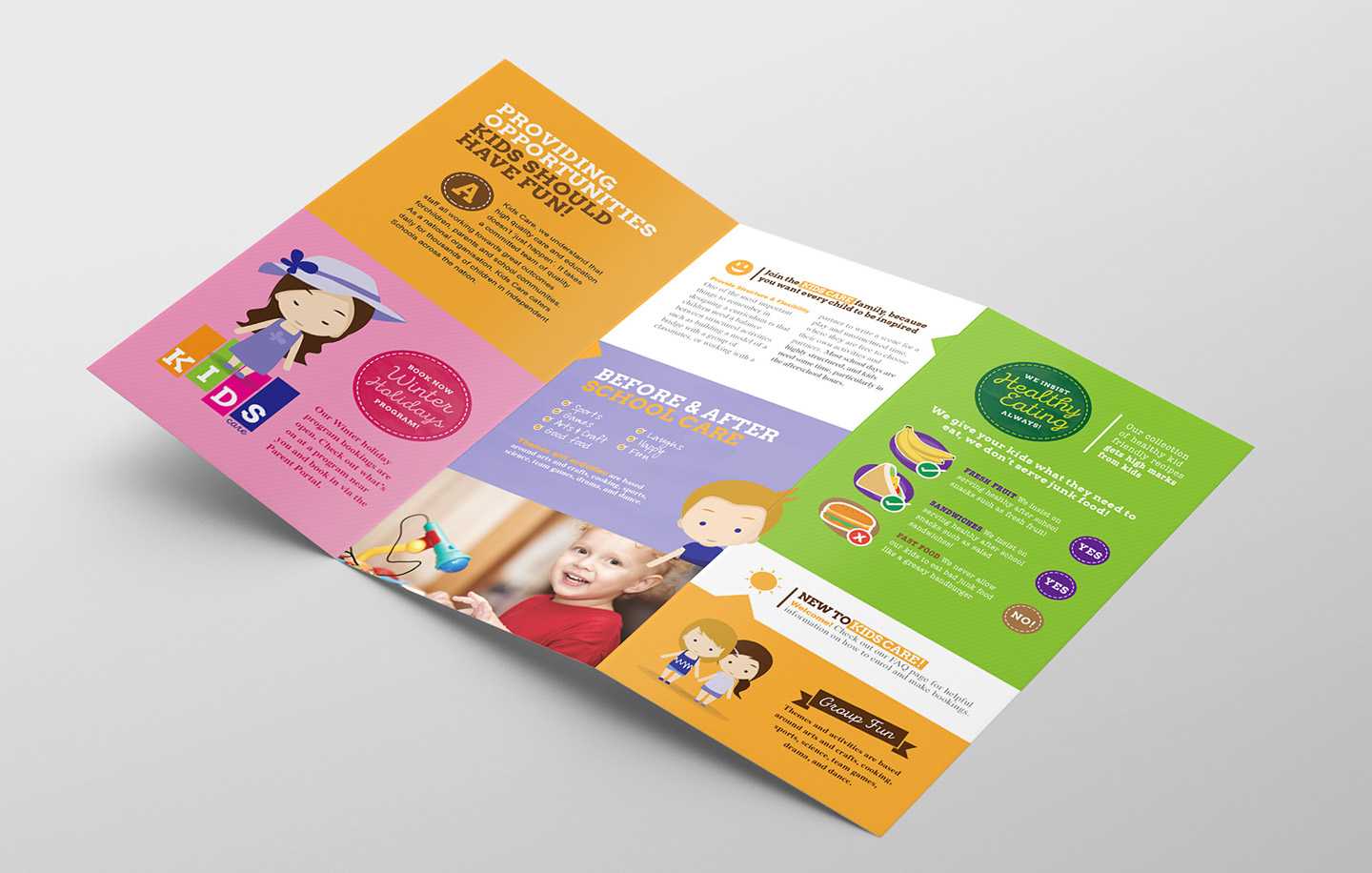 After School Care Tri Fold Brochure Template In Psd, Ai Inside Tri Fold School Brochure Template