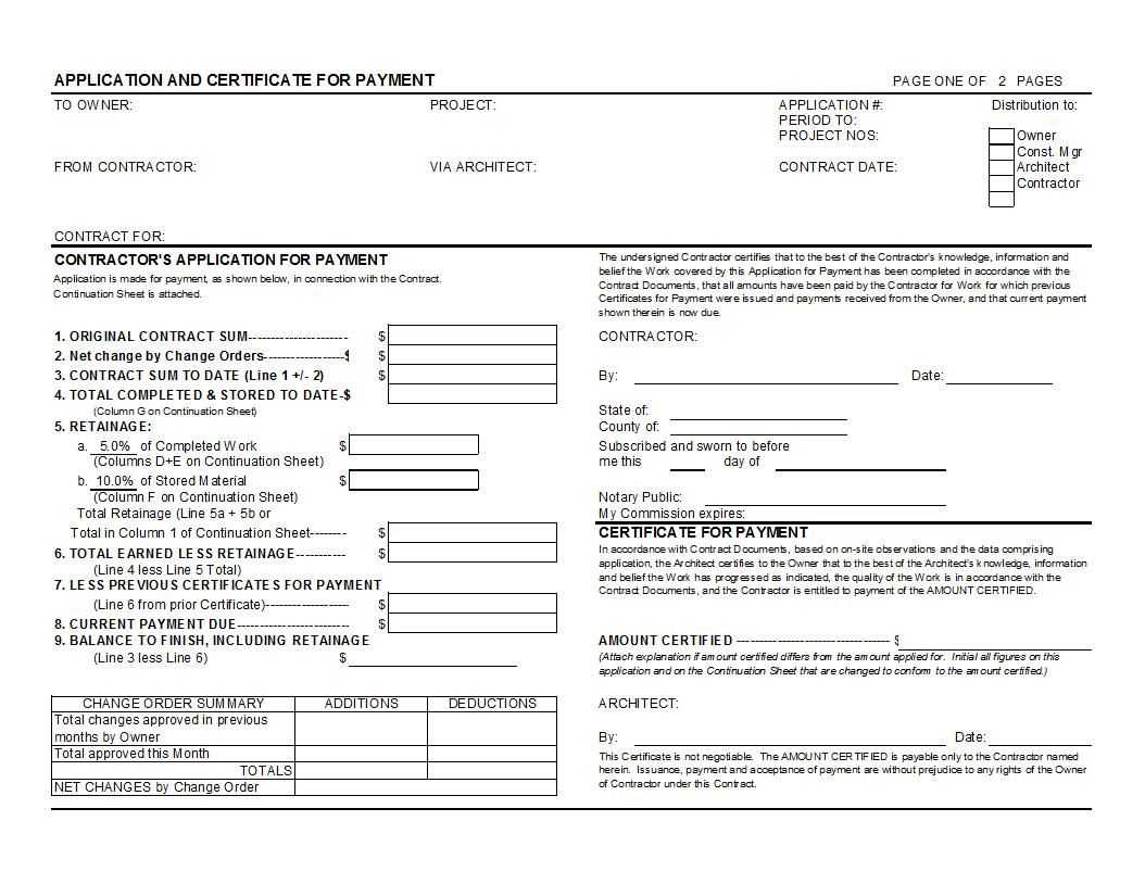 Aia G702 And G703 Style Application For Payment And Intended For Certificate Of Payment Template