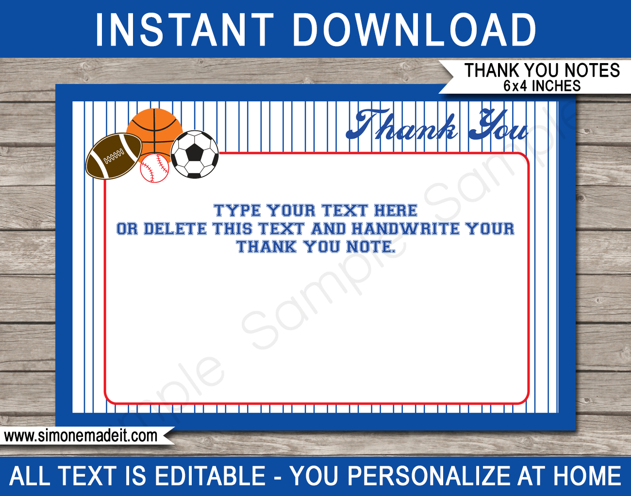 All Star Sports Party Thank You Cards Template For Soccer Thank You Card Template