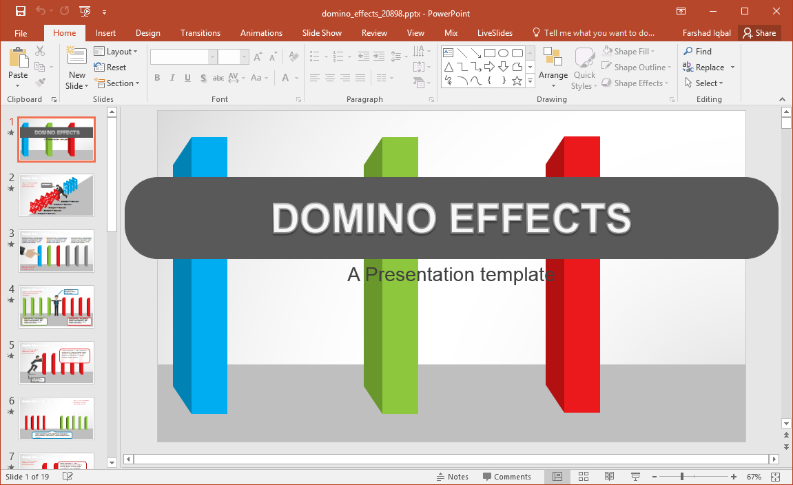 Animated Domino Effects Powerpoint Template – Fppt With Powerpoint Replace Template