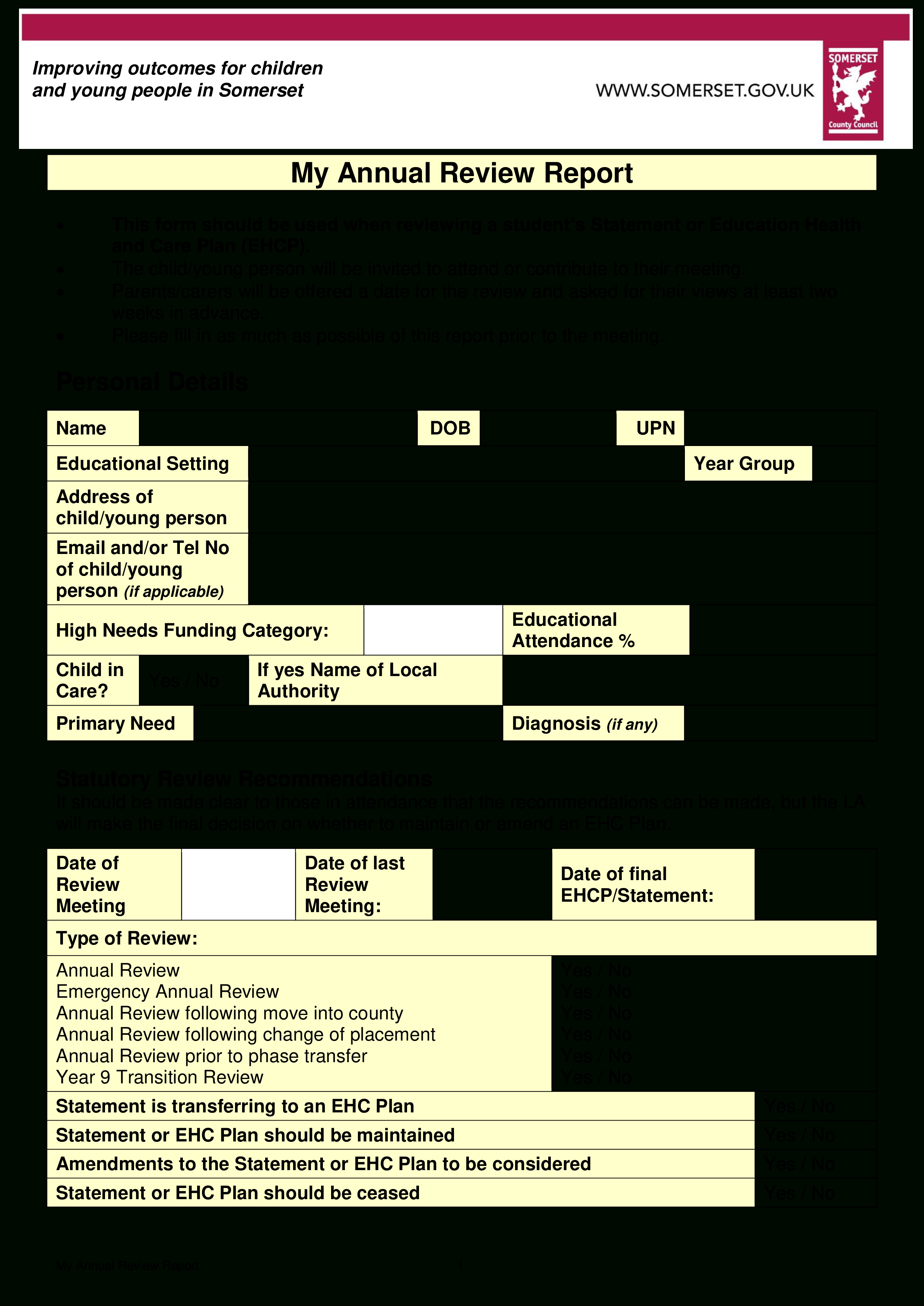 Annual Review | Templates At Allbusinesstemplates Within Annual Review Report Template