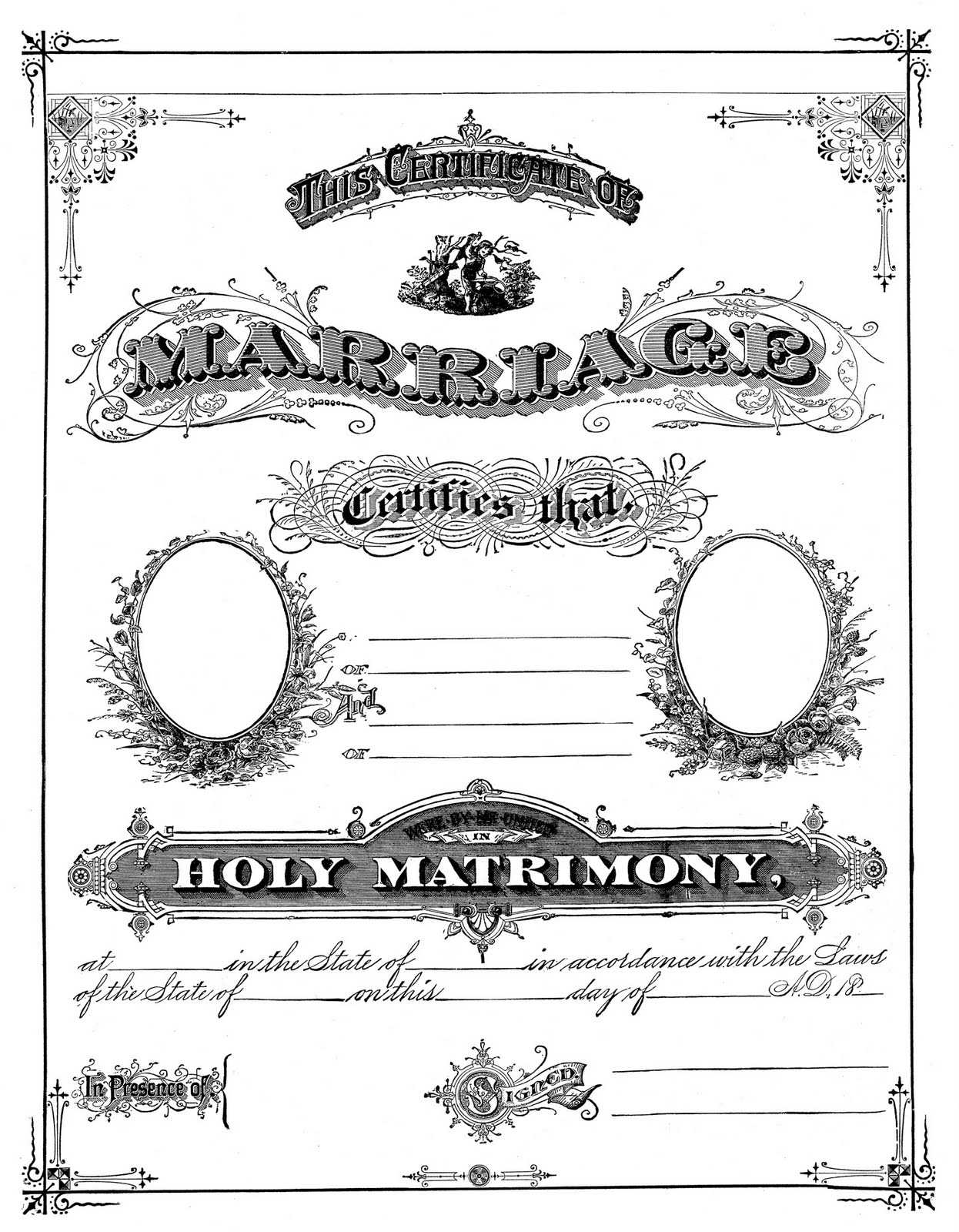 Antique Ephemera Clip Art – Printable Marriage Certificate Pertaining To Blank Marriage Certificate Template