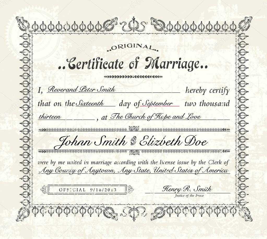 Antique Marriage Certificate Template | Vector Vintage Within Certificate Of Marriage Template
