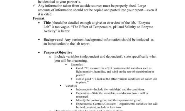 Ap Biology Formal Lab Report Format for Formal Lab Report Template