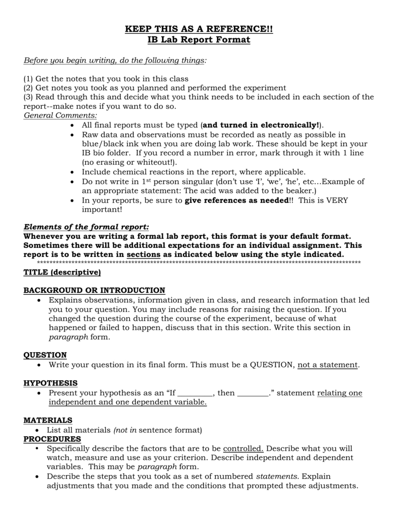 Ap/ib Lab Report Format Throughout Ib Lab Report Template