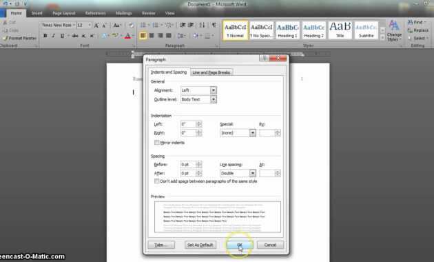 Apa Format Setup In Word 2010 Updated throughout Apa Template For Word 2010