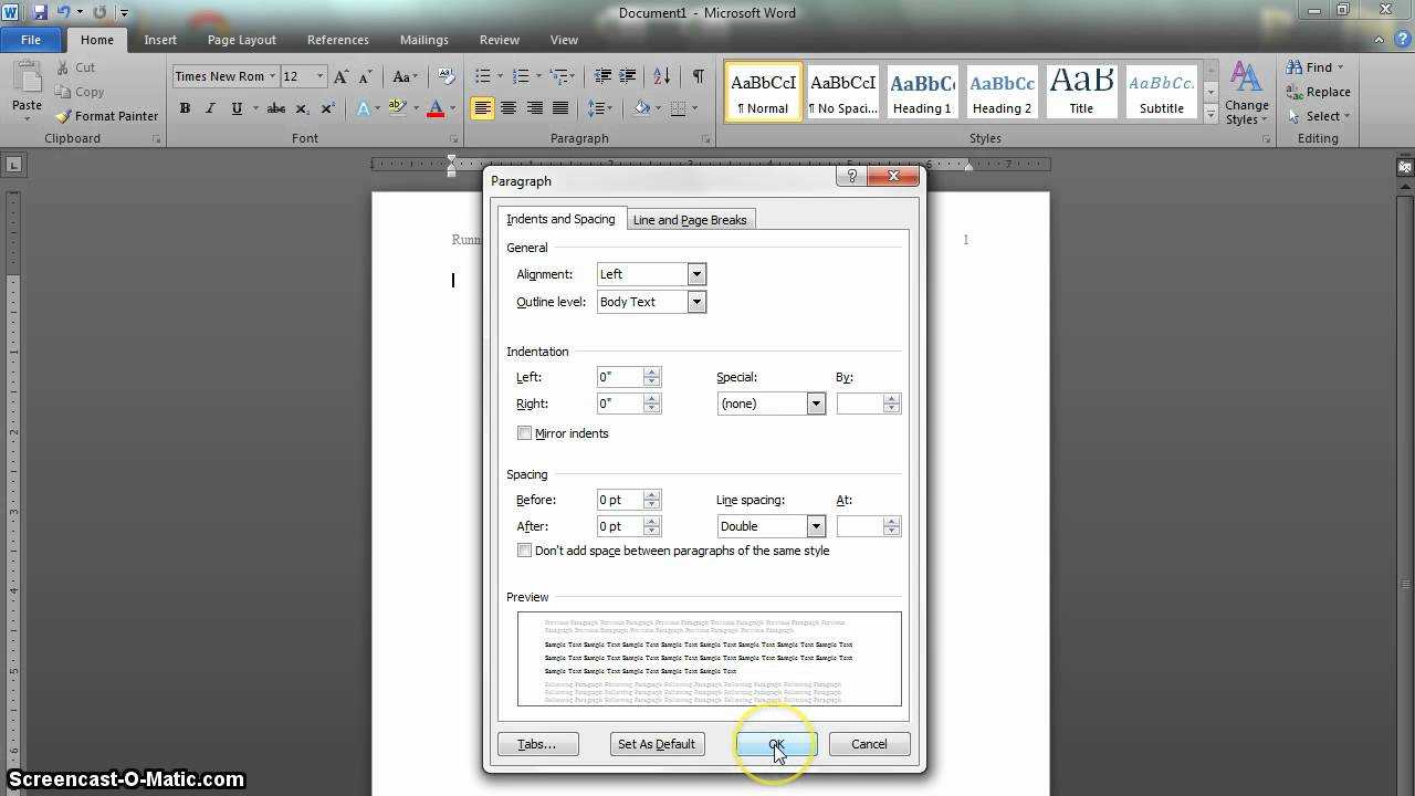 Apa Format Setup In Word 2010 Updated Throughout Apa Template For Word 2010