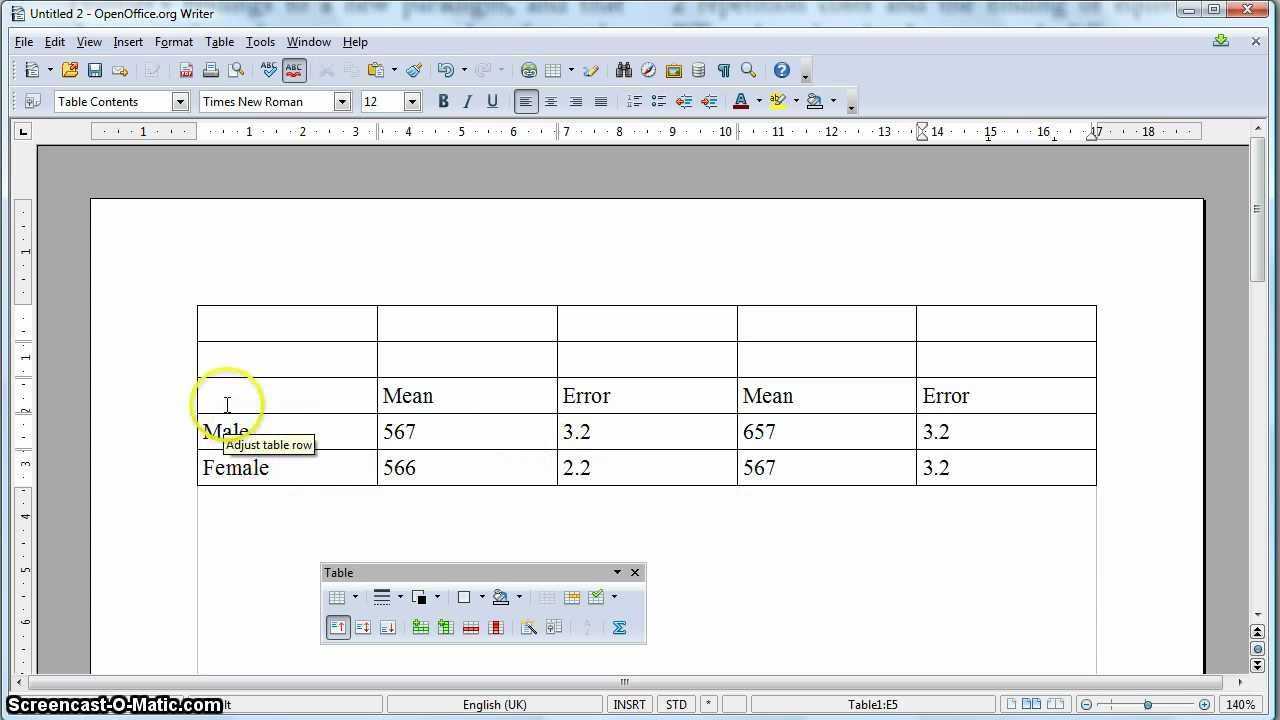 Apa Formatted Table In Open Office With Regard To Apa Table Template Word