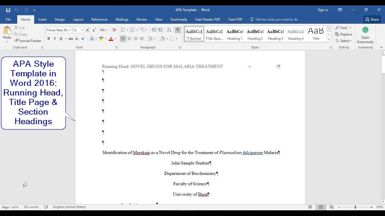 Apa Style (6Th Edition): How To Make A Template With Running Head, Title  Page And Section Headings Pertaining To Apa Template For Word 2010