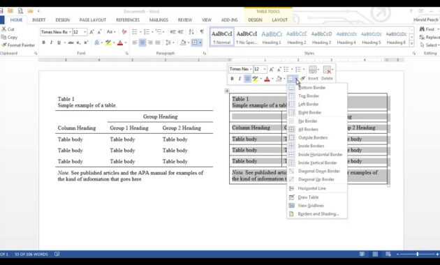 Apa Tables In Word regarding Apa Table Template Word