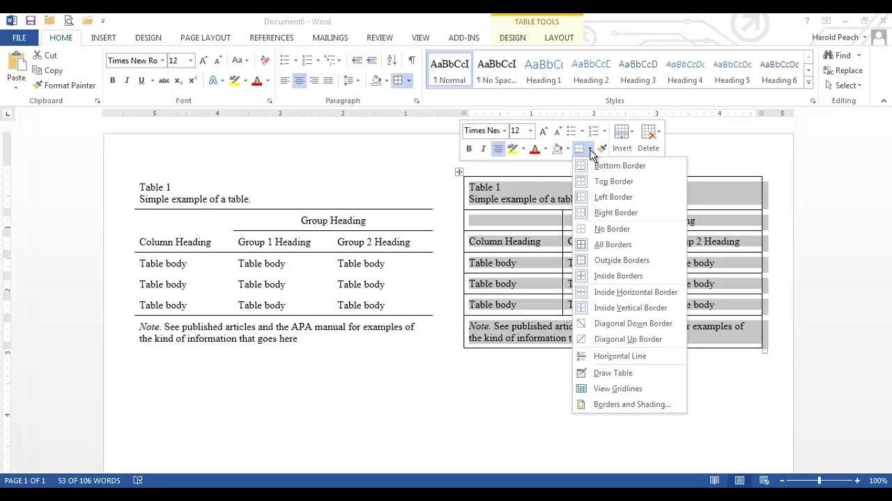 Apa Tables In Word Regarding Apa Table Template Word