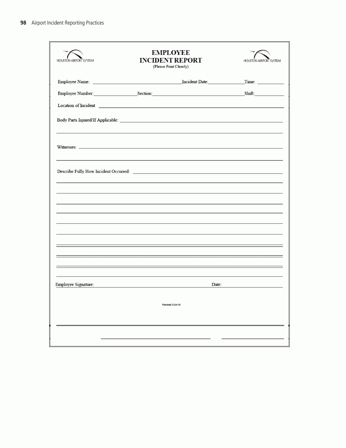 Appendix H – Sample Employee Incident Report Form | Airport Pertaining To Computer Incident Report Template