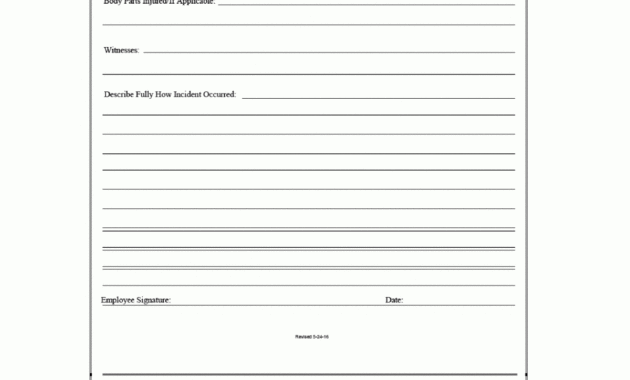 Appendix H - Sample Employee Incident Report Form | Airport throughout Incident Report Book Template