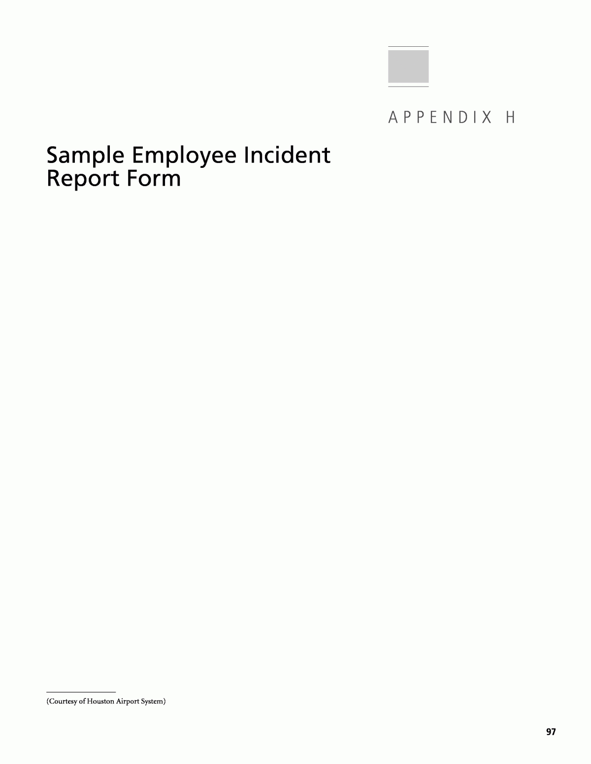 Appendix H – Sample Employee Incident Report Form | Airport With Regard To Incident Summary Report Template