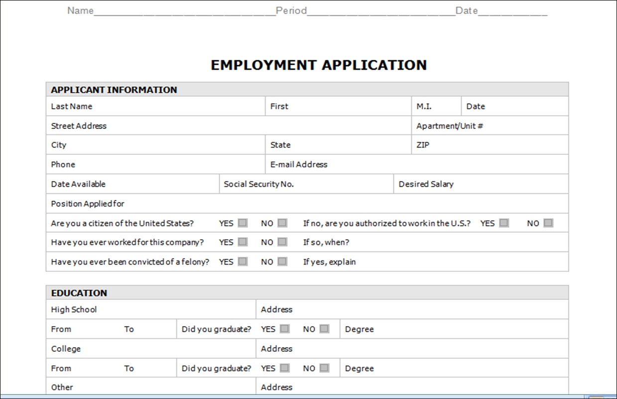 Application For Employment Template Word | Writings And With Job Application Template Word