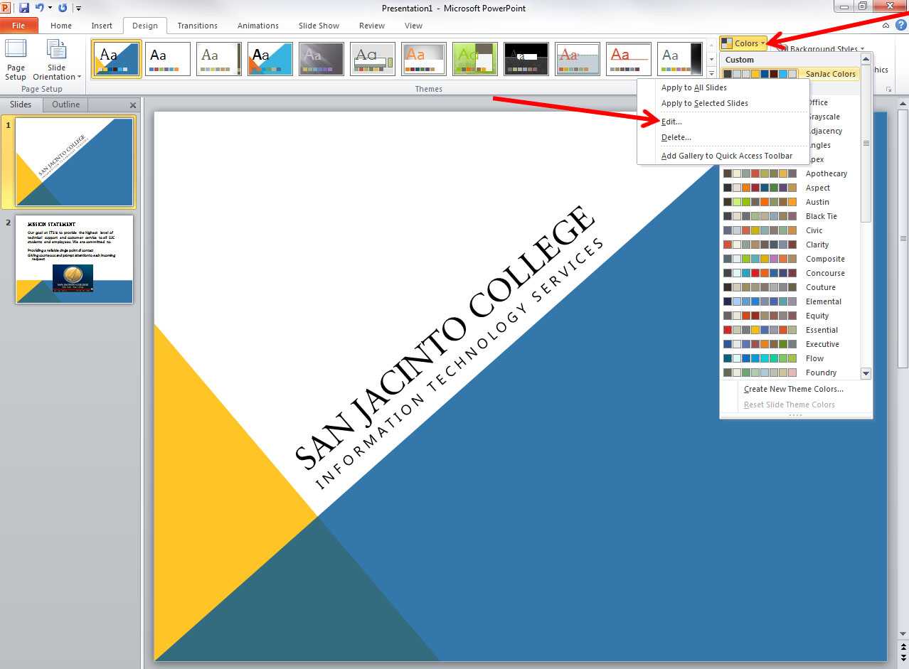 Applying And Modifying Themes In Powerpoint 2010 For How To Edit A Powerpoint Template
