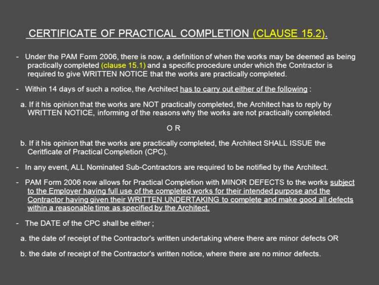 Architect's Certification Under The Pam Contract 2006 Regarding Jct