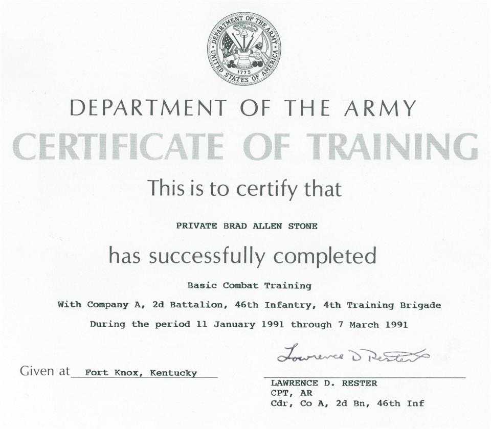 Army Certificate Of Training Template | Doyadoyasamos In Army Certificate Of Completion Template