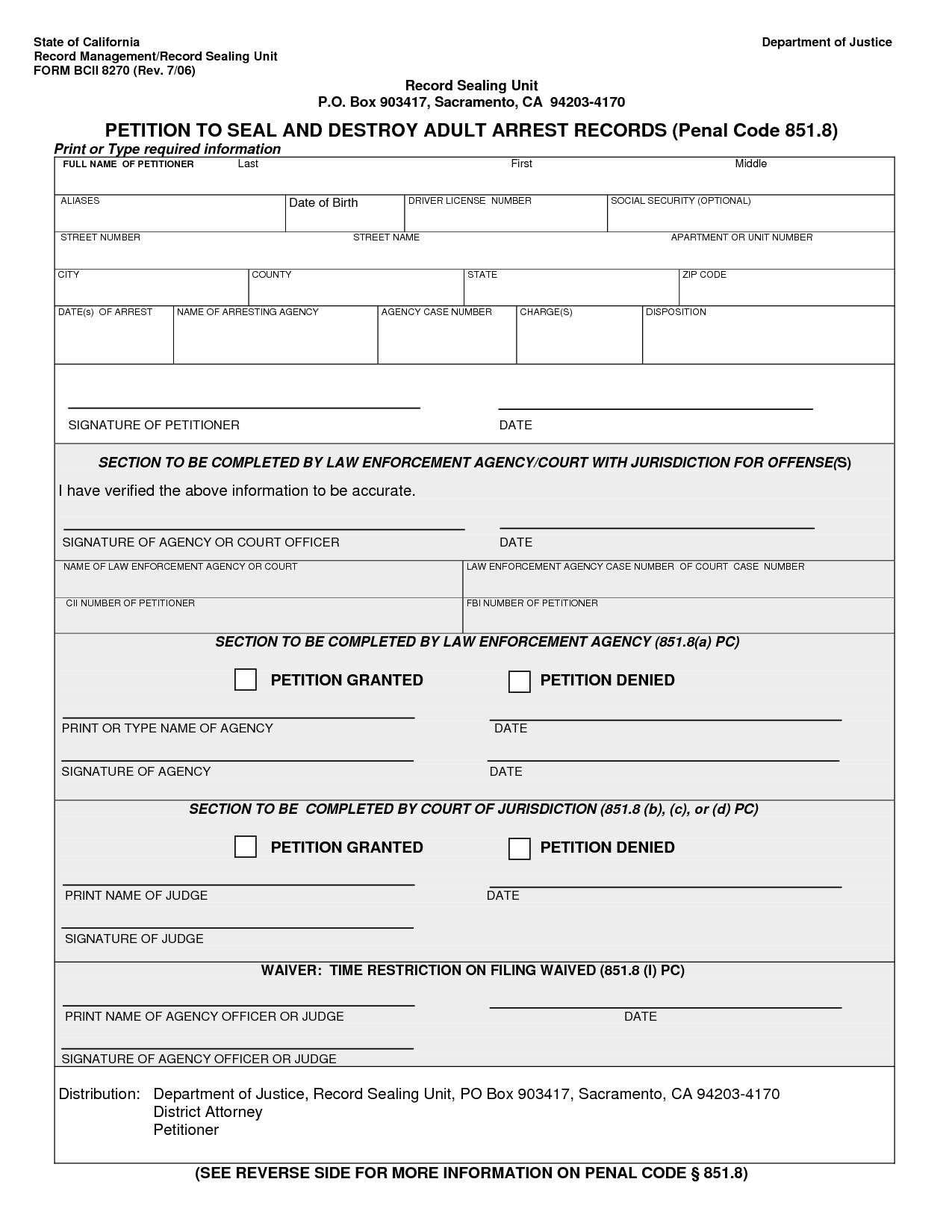 Arrest Record Template | Ca – Criminal – Petition To Seal With Blank Autopsy Report Template