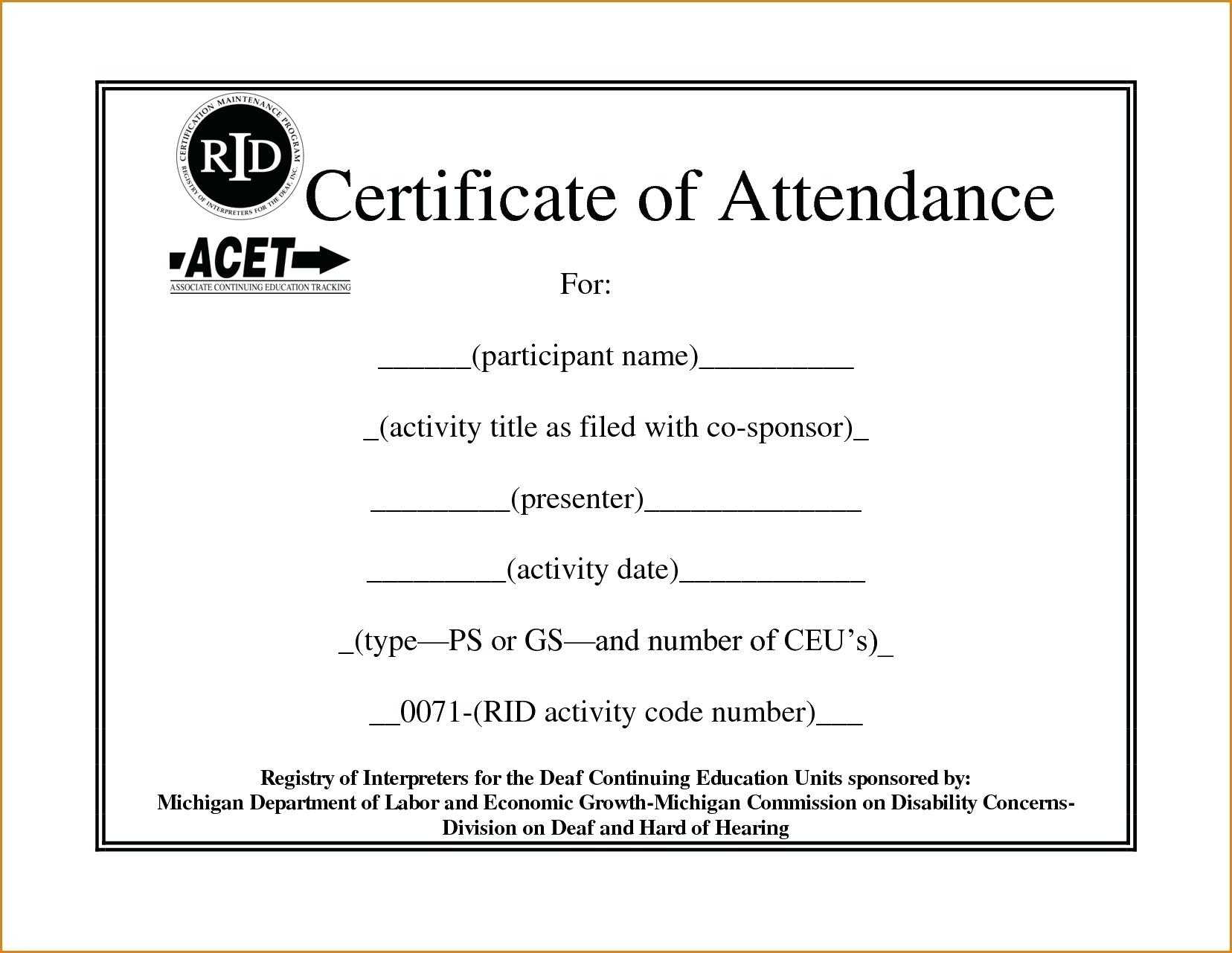 Attendance Template Word – Verypage.co With Regard To Attendance Certificate Template Word