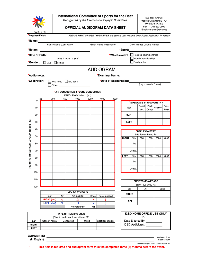 Audiogram – Fill Online, Printable, Fillable, Blank | Pdffiller With Regard To Blank Audiogram Template Download