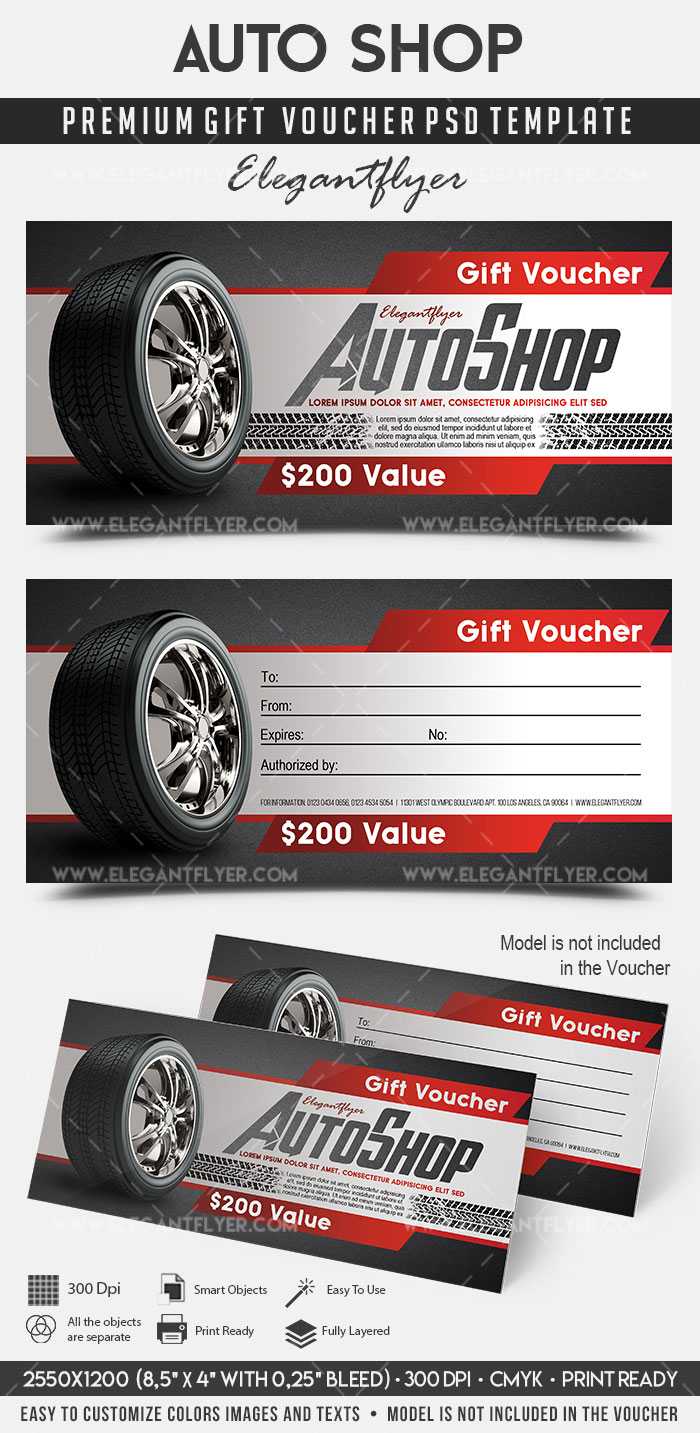 Auto Shop – Premium Gift Certificate Psd Template In Automotive Gift Certificate Template