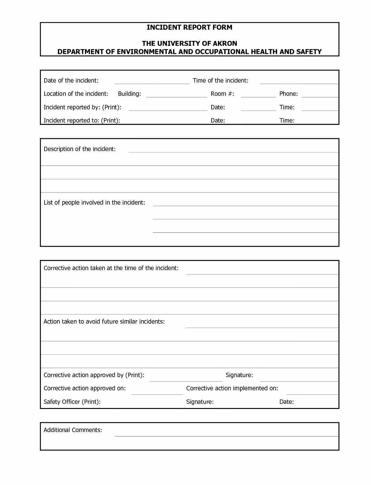 Automobile Accident Report Form Template Elegant Incident Regarding Construction Accident Report Template