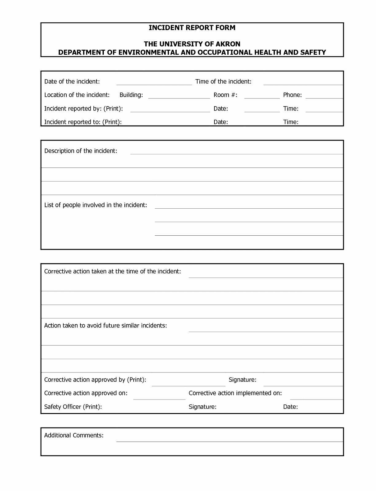 Automobile Accident Report Form Template Elegant Incident Throughout Health And Safety Incident Report Form Template