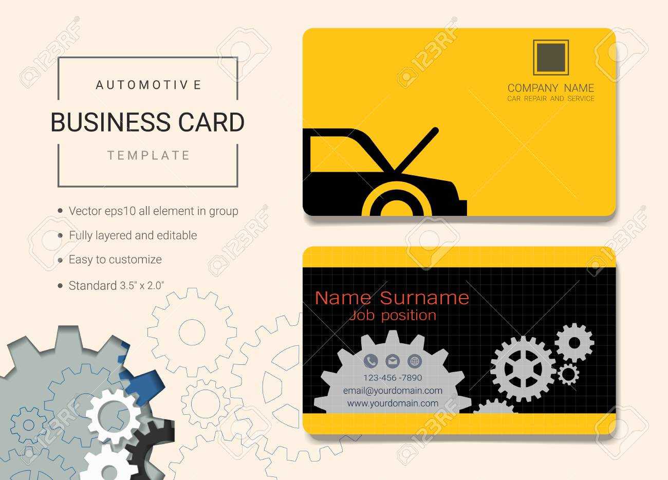 Automotive Business Card Or Name Card Template. Simple Style.. Within Automotive Business Card Templates