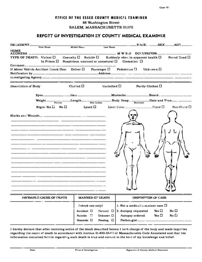 Autopsy Report Template Atlantaauctionco For Coroner s Report