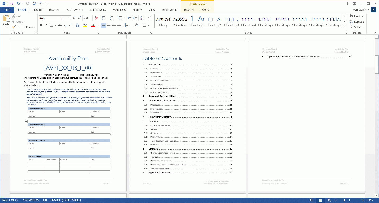 Availability Plan Template (Ms Office) In Test Template For Word