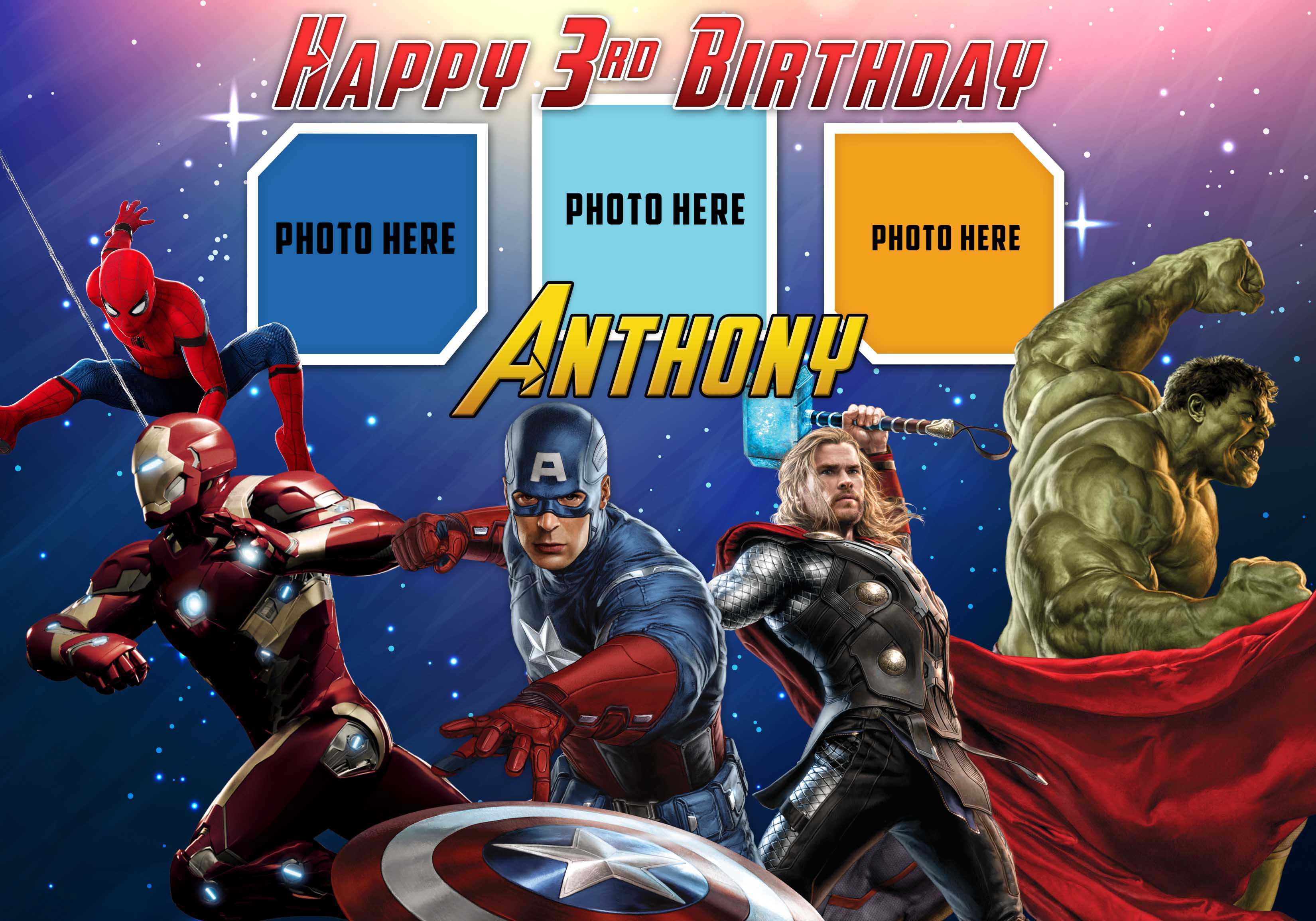 Avengers Birthday Tarpaulin Template | Dioskouri Designs With Regard To Avengers Birthday Card Template