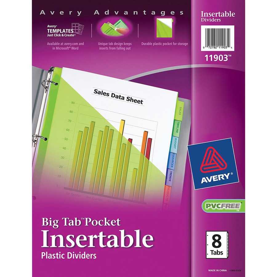 Avery® Big Tab Plastic Insertable Dividers – 8 Tab(S)/set – Letter – 8 1/2"  Width X 11" Length – Multicolor Plastic Divider – 8 / Set With 8 Tab Divider Template Word