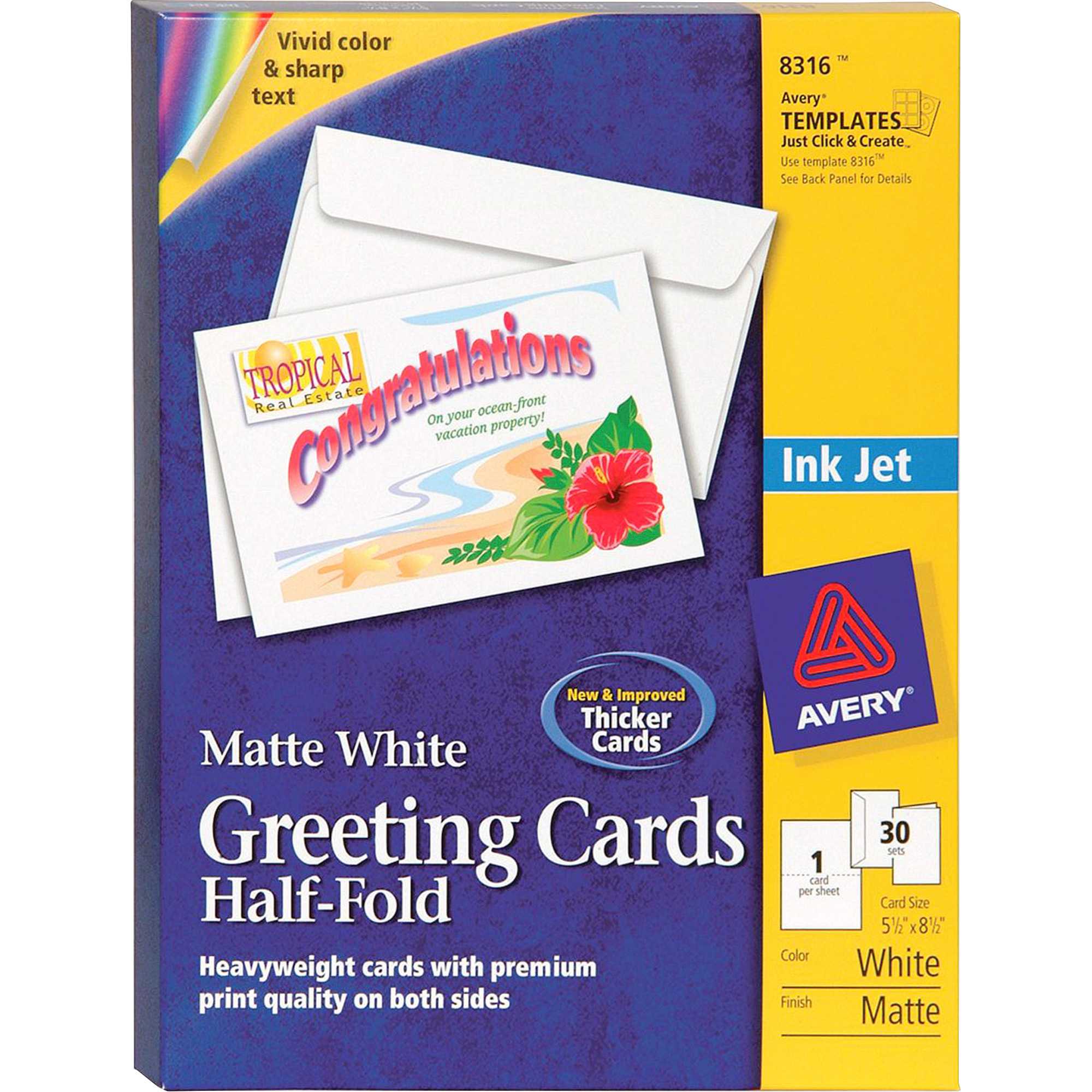 Avery® Greeting Card – 8 1/2" X 5 1/2" – Matte – 30 / Box – White Intended For Half Fold Greeting Card Template Word