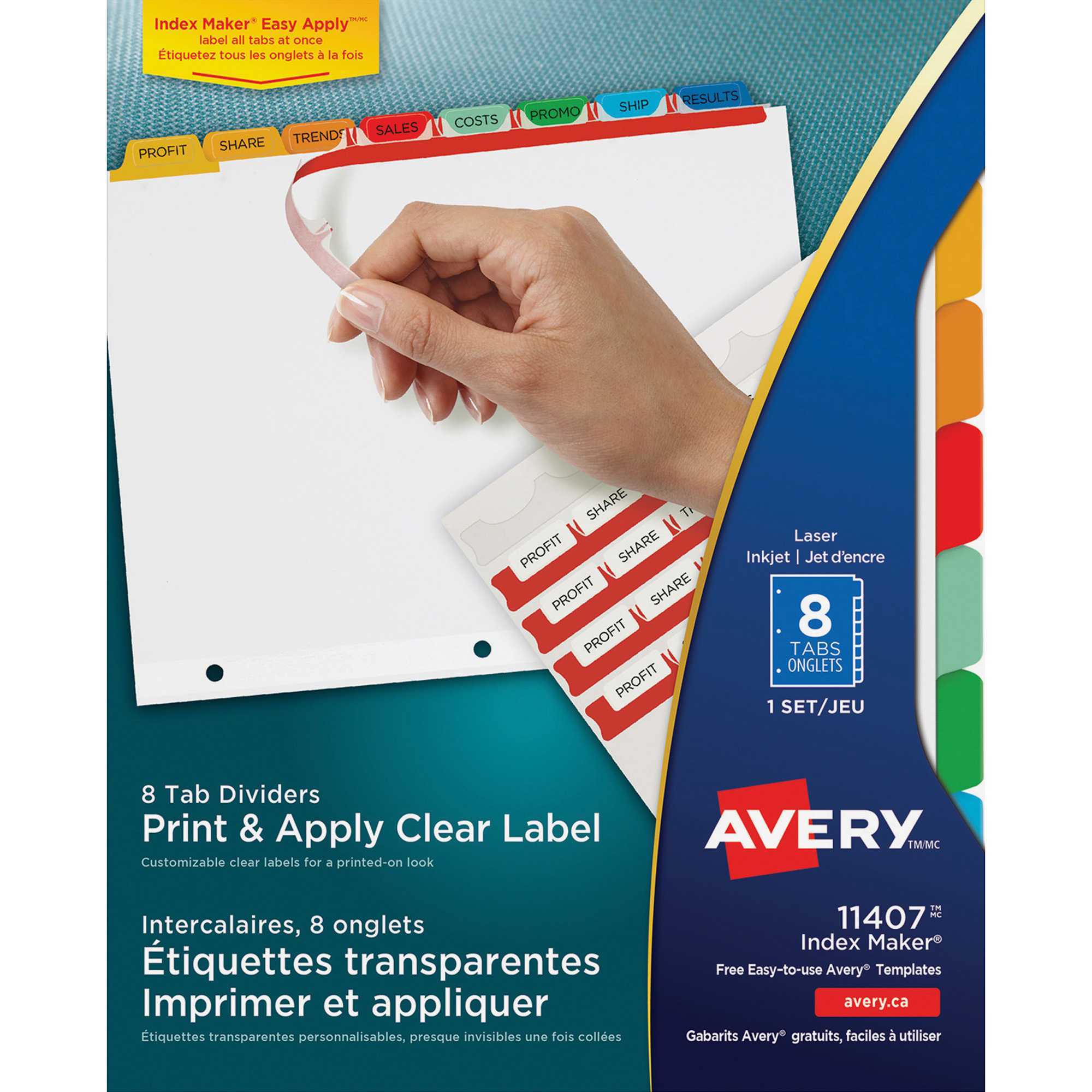 Avery® Index Maker Print & Apply Clear Label Dividers With Traditional  Color Tabs – 8 Tab(S)/set – Multicolor Divider – 8 / Set Pertaining To 8 Tab Divider Template Word