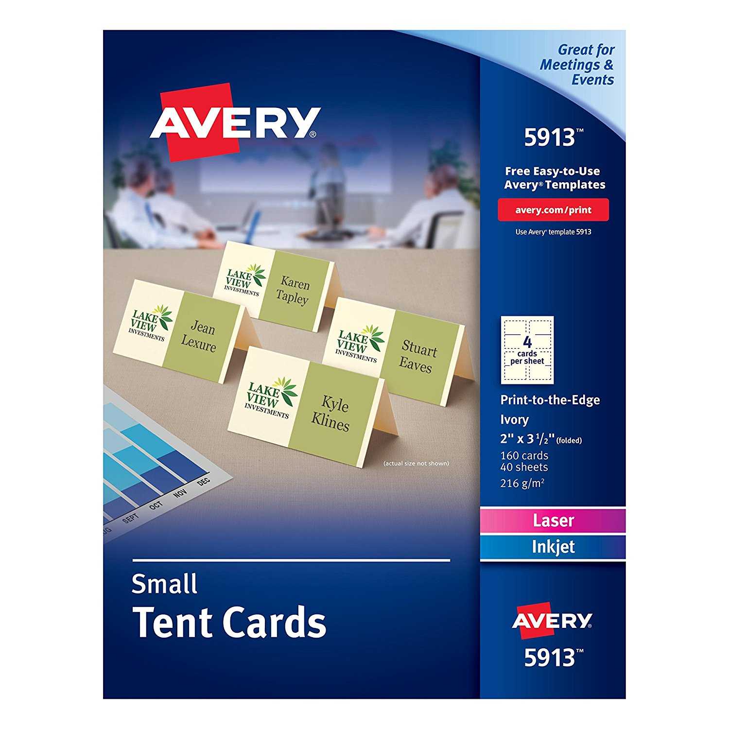 Avery Small Ivory Tent Cards, Laser/inkjet Printers, 2"x3 1/2", Pack Of 160  (5913) For Free Place Card Templates 6 Per Page