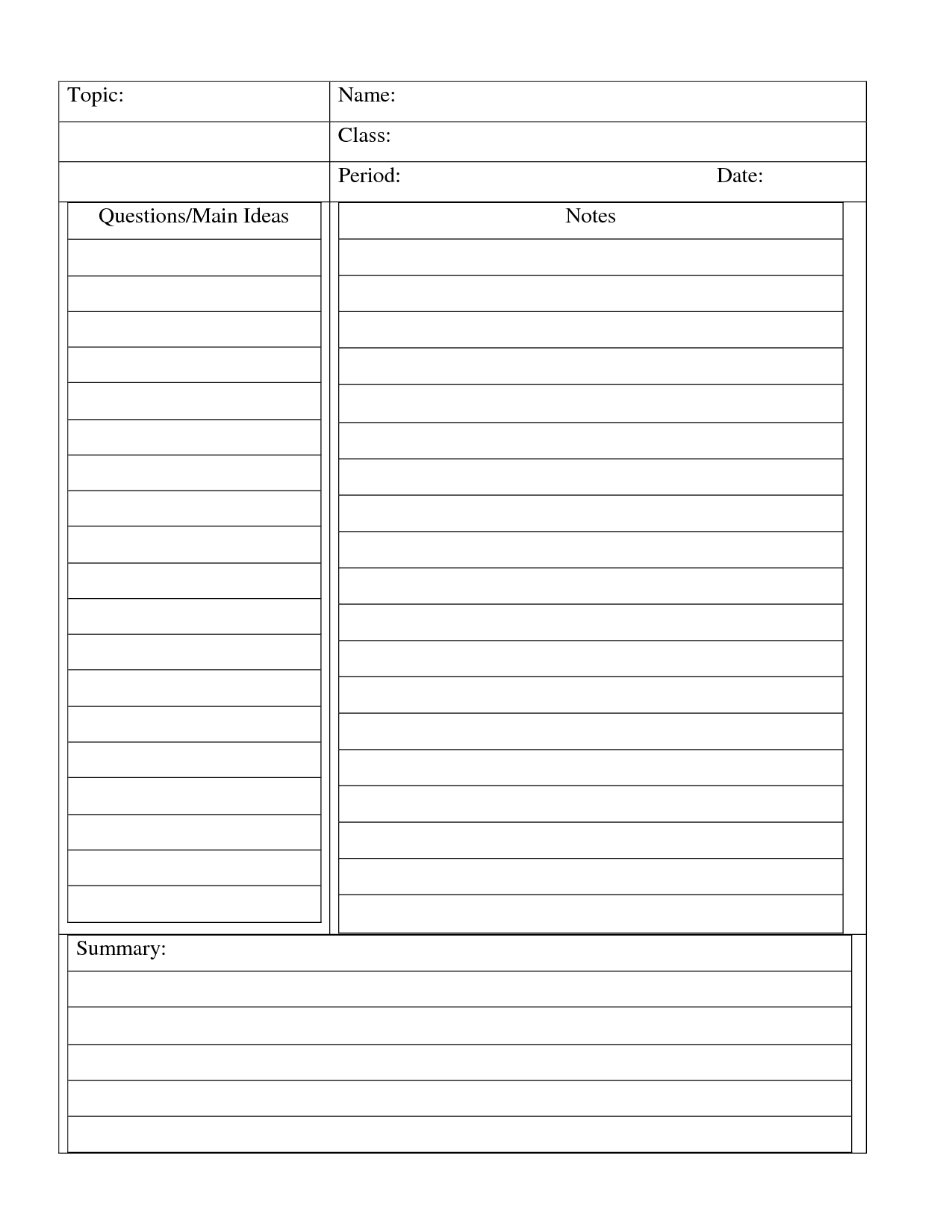 Avid Cornell Notes Template Word Doc – Invitation Templates Throughout Cornell Note Template Word