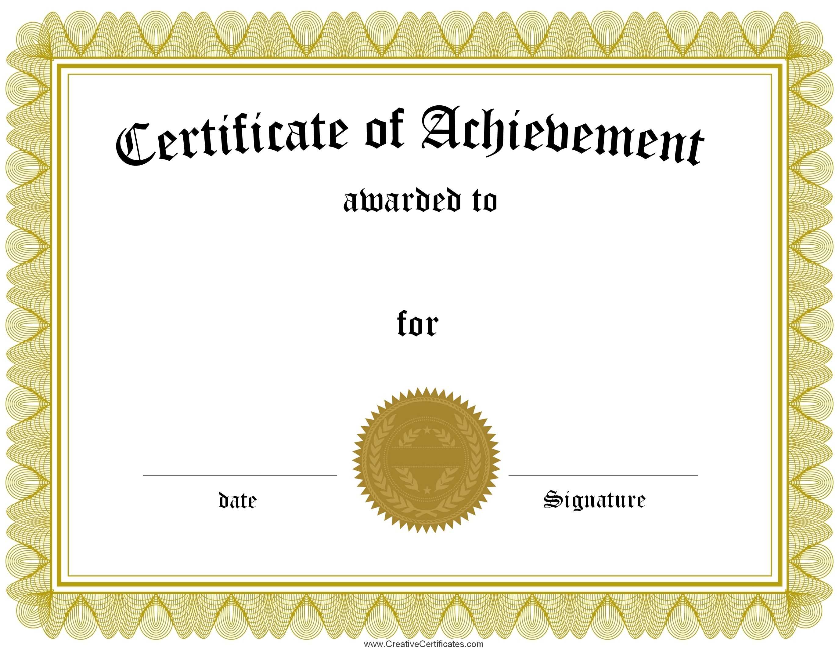 Award Certificate Template Certificate Templates Best Free Regarding Blank Certificate Of Achievement Template