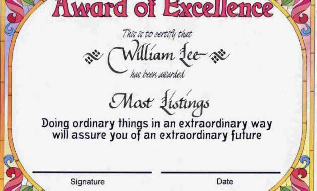 Award Certificates | Award Of Excellence Certificate Award inside Award Of Excellence Certificate Template