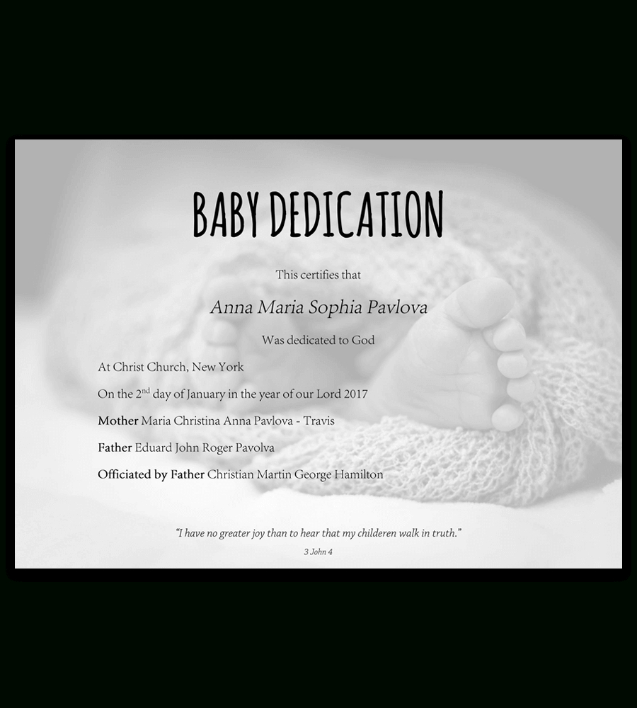 Baby Dedication Certificate Template For Word [Free Inside Baby Dedication Certificate Template