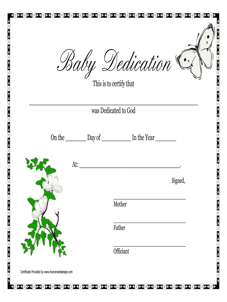 Baby Dedication Certificates Printable – Fill Online Within Baby Dedication Certificate Template