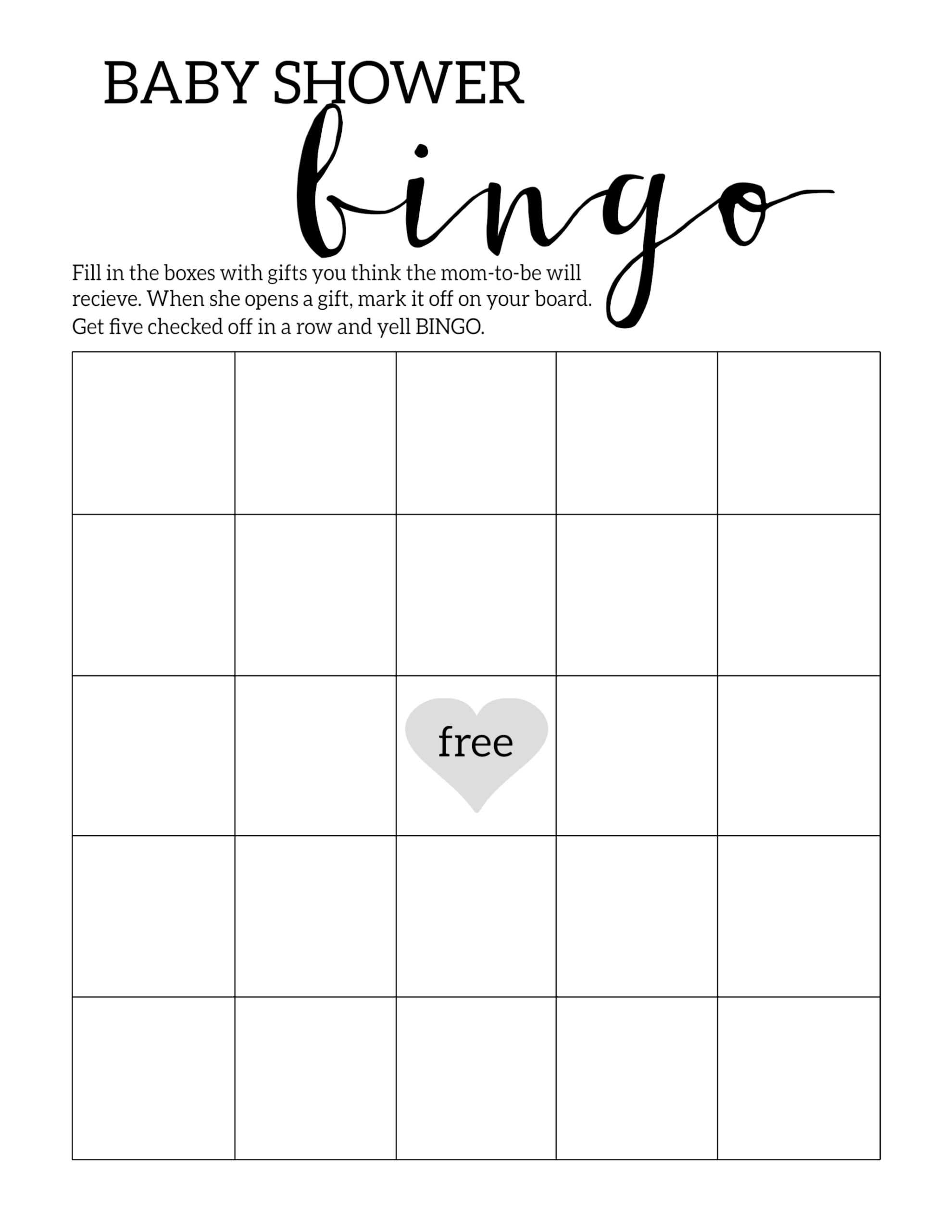 Baby Shower Bingo Printable Cards Template – Paper Trail Design Inside Blank Bingo Template Pdf