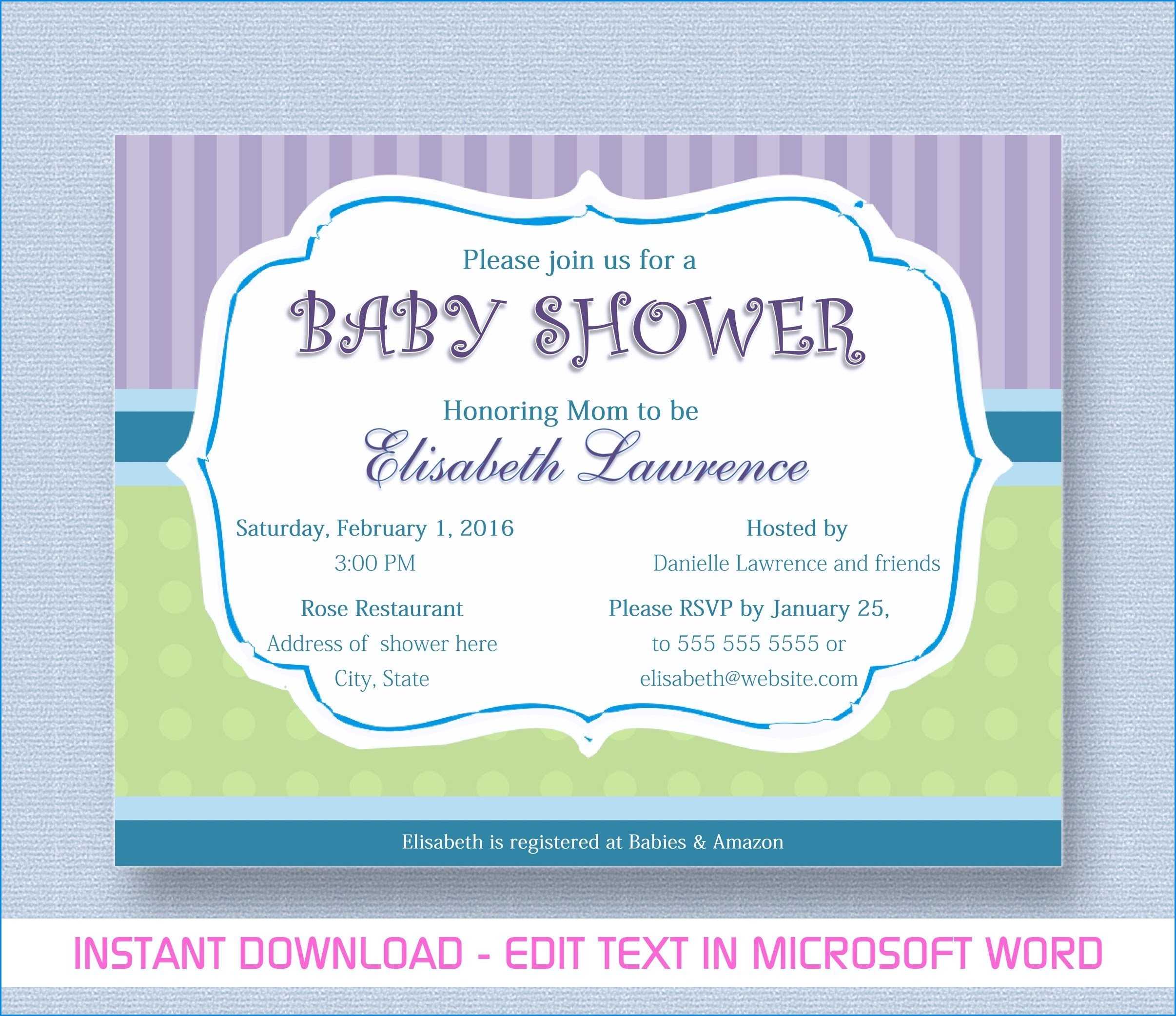 Baby Shower Invitation Template Microsoft Word Five Ideas With Free Baby Shower Invitation Templates Microsoft Word