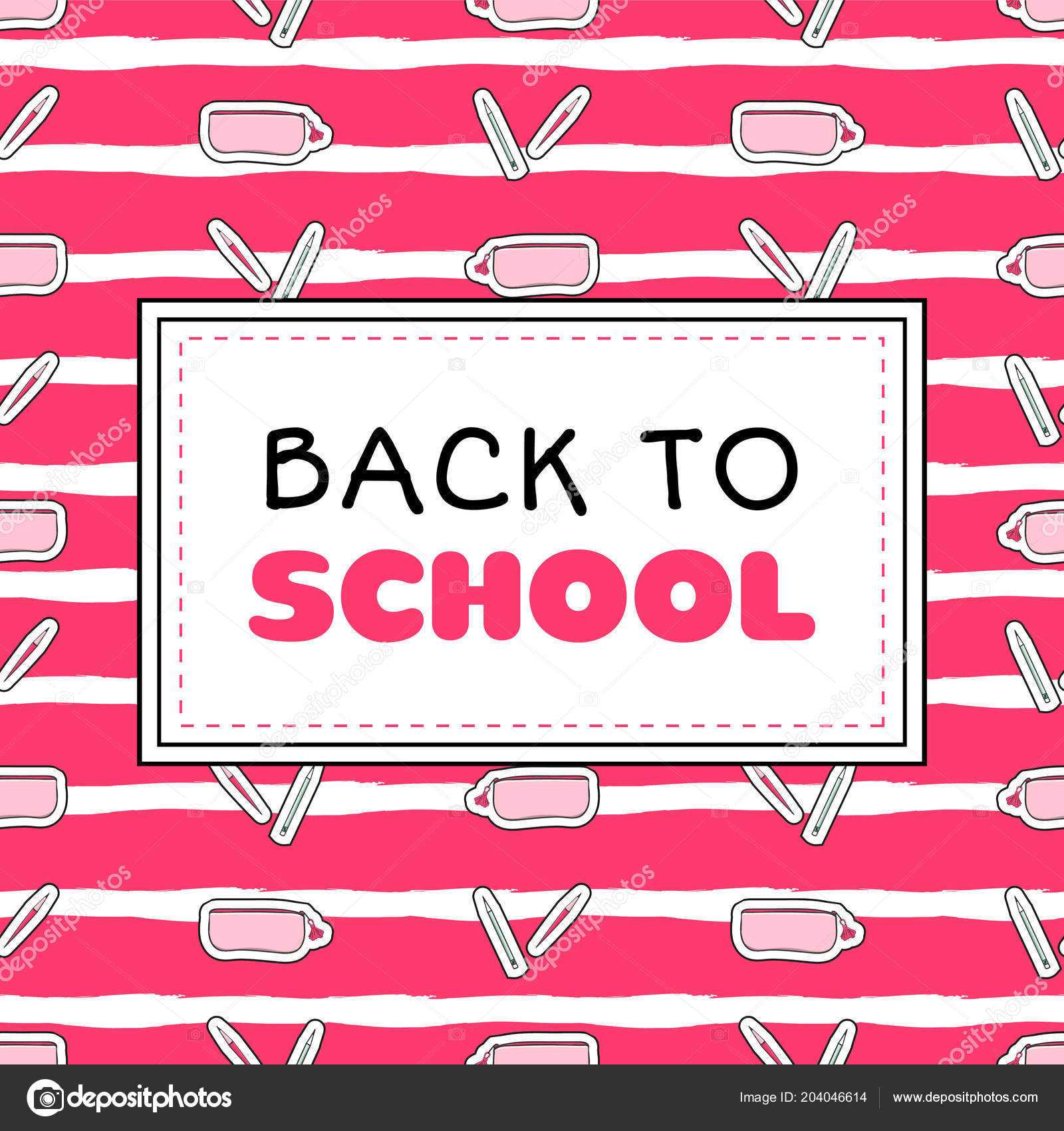 Back School Banner Template Vector Pink Girls Concept With College Banner Template